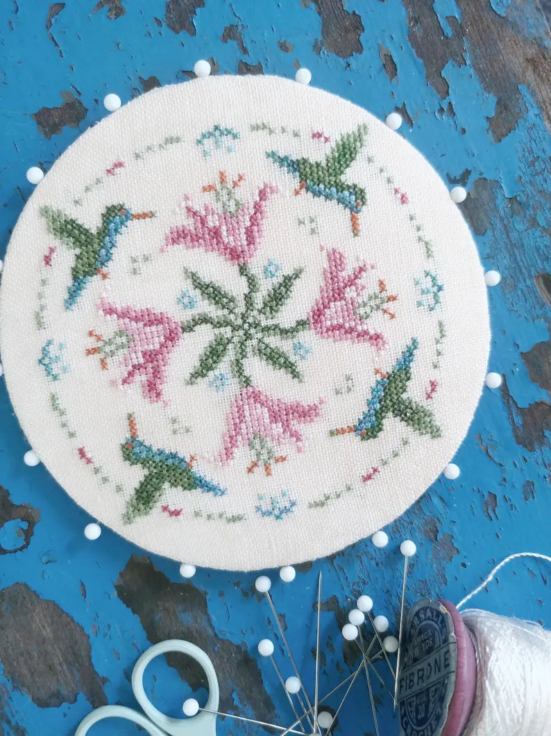 Mojo Stitches - A Charm of Hummingbirds: A Georgian Pinwheel