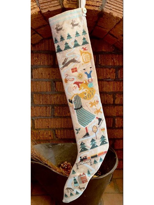 Carriage House Samplings - Skating Santa Stocking