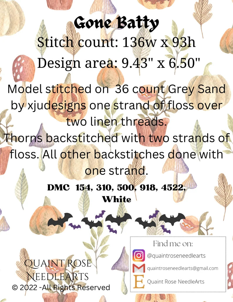 Quaint Rose Needlearts - Gone Batty