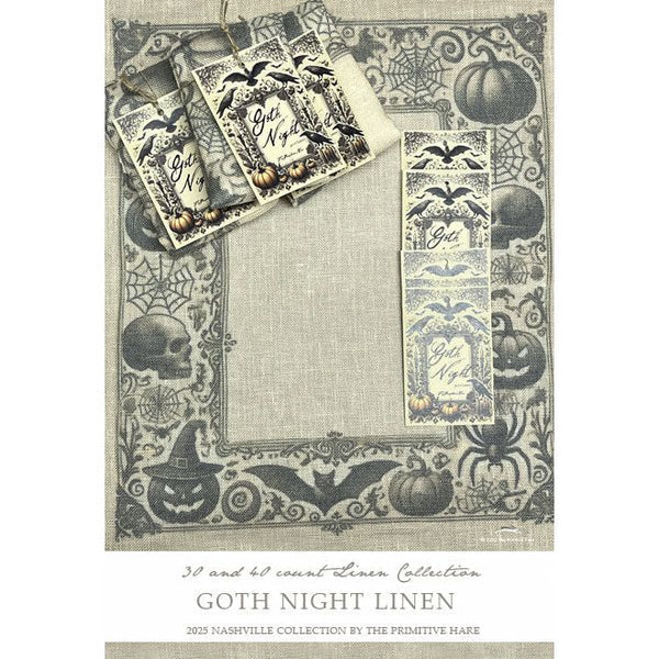 40 Count Goth Night Printed linen by The Primitive Hare