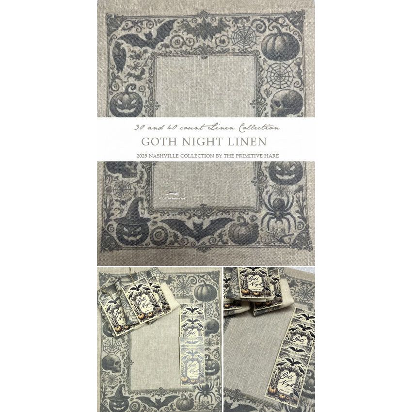 40 Count Goth Night Printed linen by The Primitive Hare