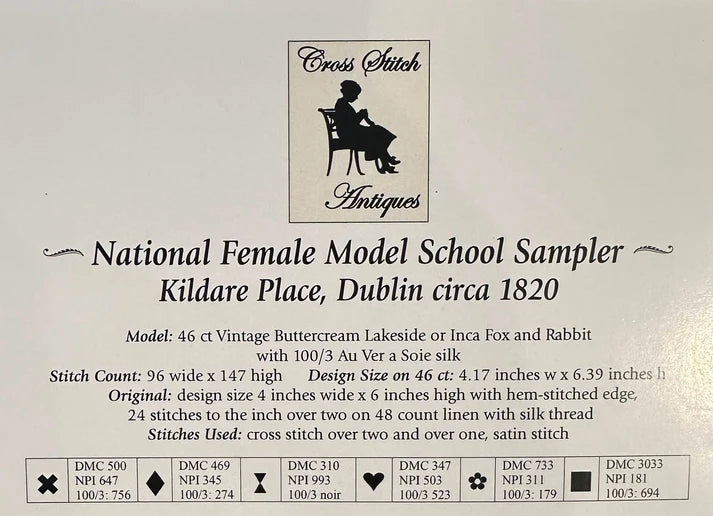 Cross Stitch Antiques - National Female Model School Sampler c 1820