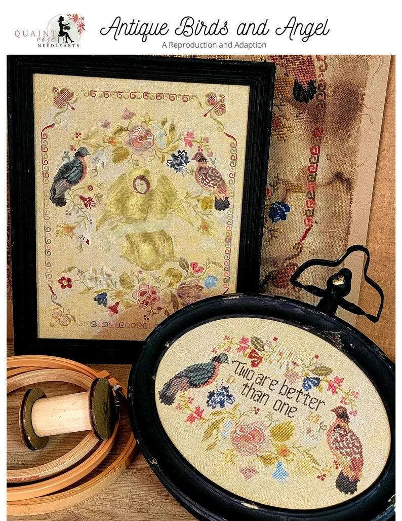 Quaint Rose Needlearts Antique Birds and Angel thestitchersmerchant