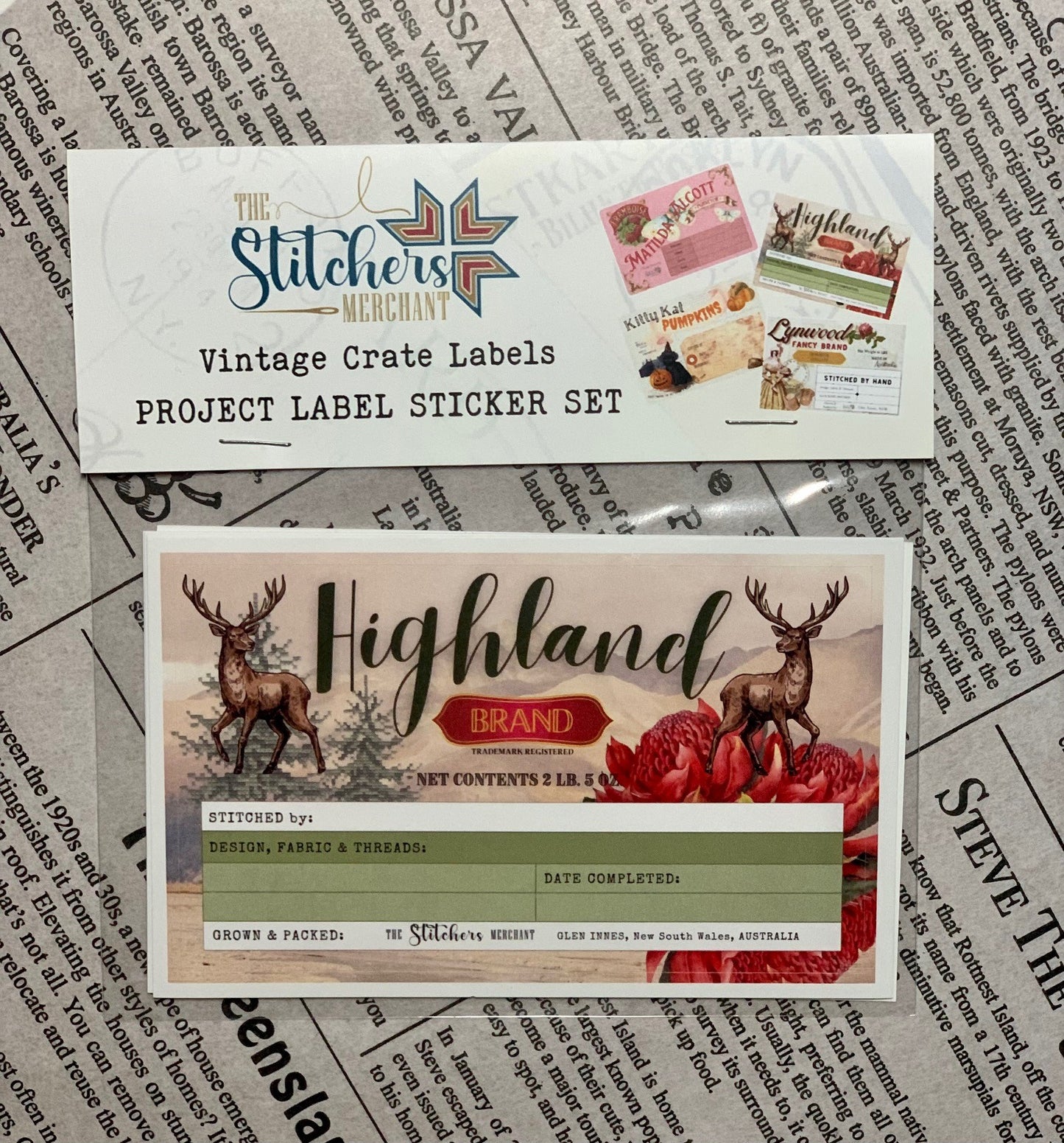 The Stitchers Merchant Vintage Crate Project Label Set