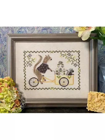 Blue Flower Stitching - Summer Squirrel