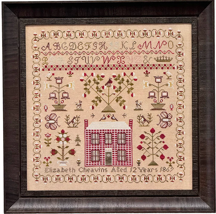 Fox and Rabbit - Elizabeth Cheavins 1869 Sampler and Pinwheel