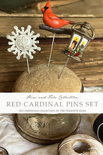 The Primitive Hare - Cardinal Christmas Pin Set
