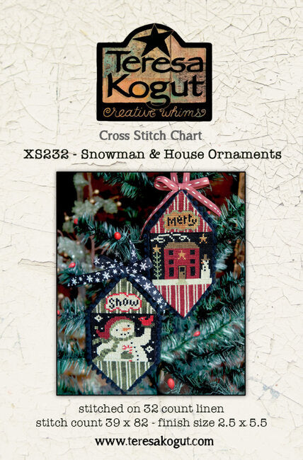 Teresa Kogut - Snowman & House Ornaments PUNCH NEEDLE