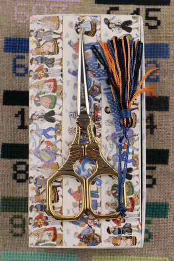 Sajou Gilded Eiffel Tower Blue Embroidery Scissors