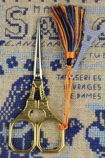 Sajou Gilded Eiffel Tower Blue Embroidery Scissors
