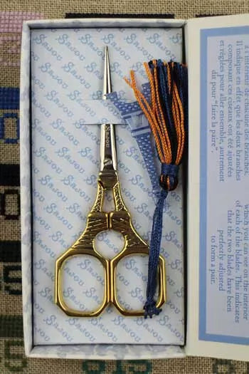 Sajou Gilded Eiffel Tower Blue Embroidery Scissors
