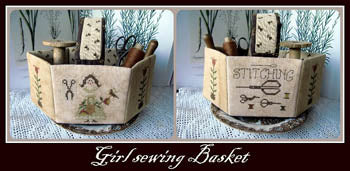 Nikyscreations Primitives - Girl Sewing Basket