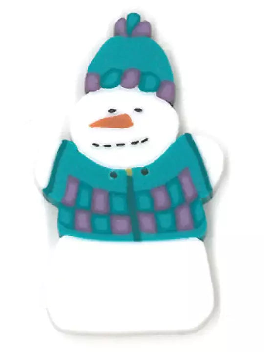 Just Another Button Company Teal Snowman