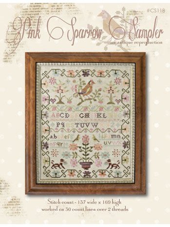 With Thy Needle & Thread – Pink Sparrow Sampler