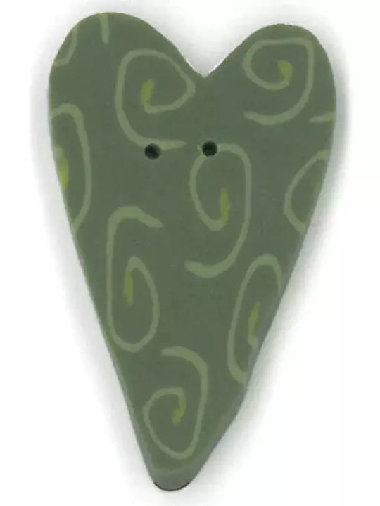 Just Another Button Company Nancy's Green Heart XL